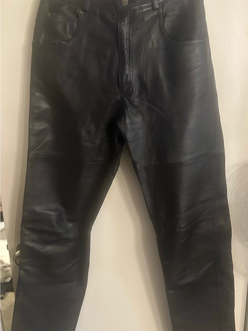 Wilson Black Slim Straight Leather Jeans